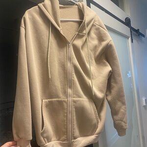 SHEIN Tan Zip-Up Hoodie Jacket